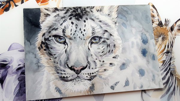 Барс акварелью