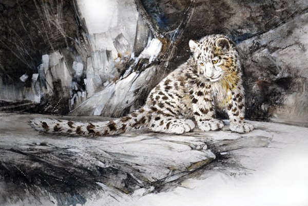 Снежный леопард Watercolor