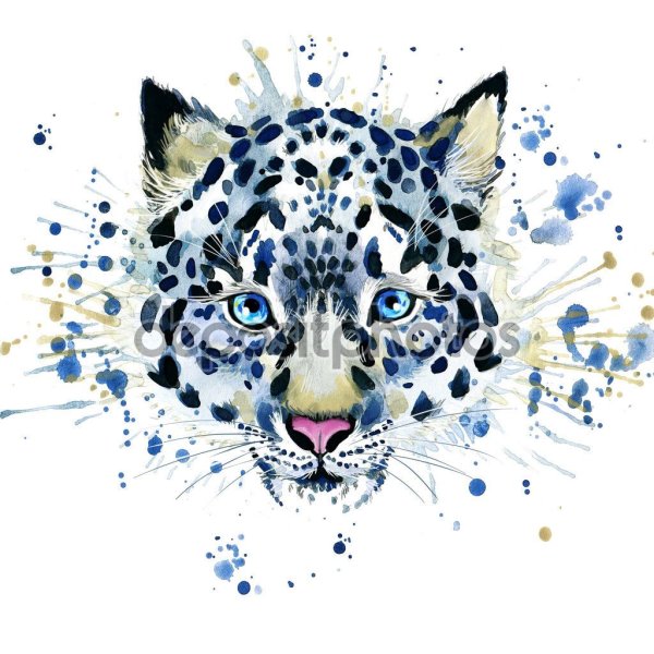 Акварельное стилизованное изображение снежного Барса