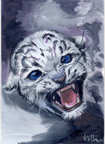 Снежный Барс гуашью