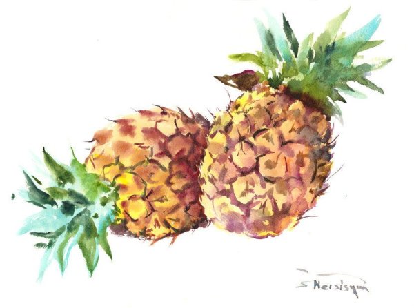 Ананасик акварель