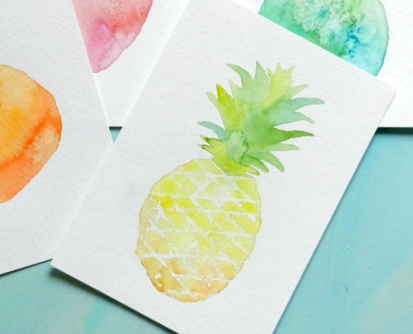 Фруктовые закладки акварелью