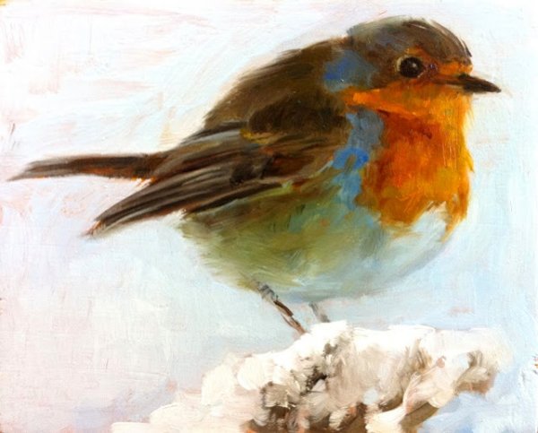Птица Малиновка в живописи