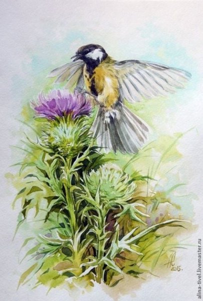 Акварельный чертополох