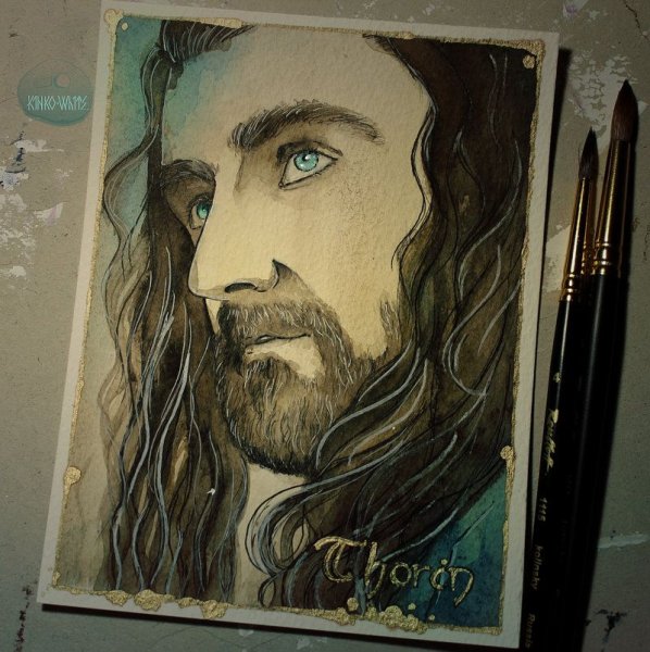 Хоббит Гэндальф акварелью