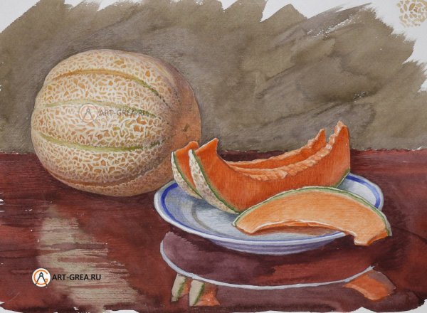 Дыня акварелью