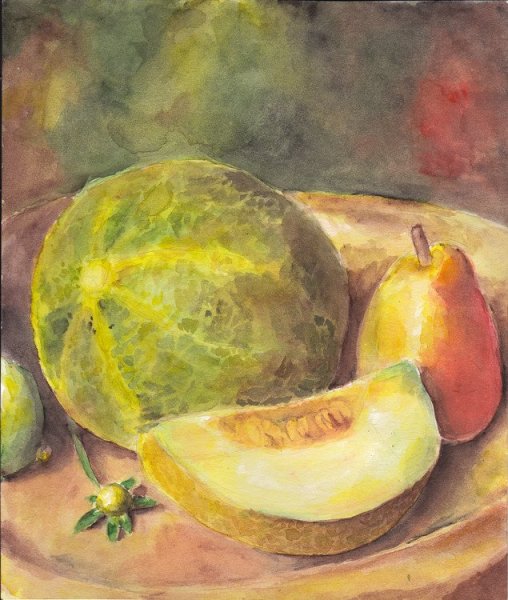 Долька дыни акварель