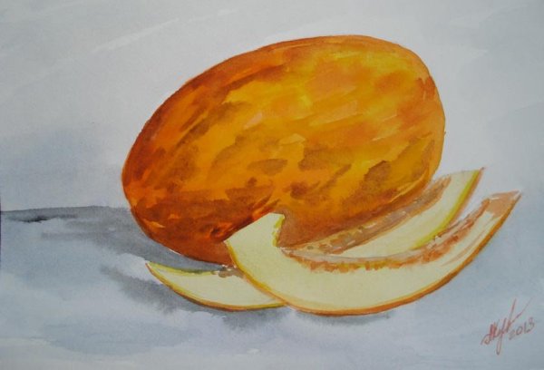 Арбузные дольки акварель