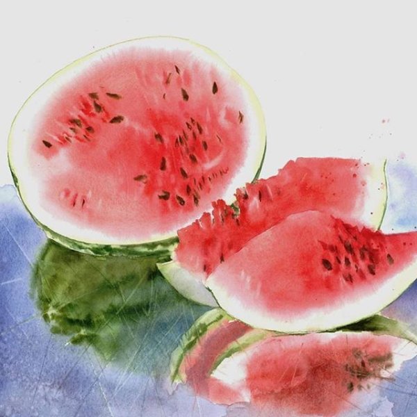Дыня акварелью