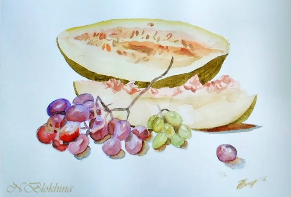 Долька дыни акварель