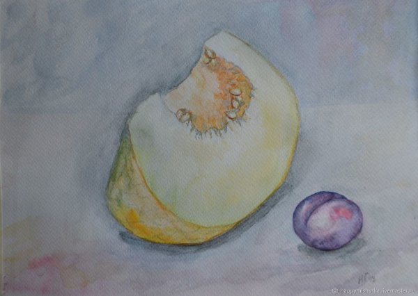 Дыня акварелью
