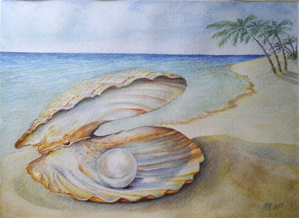 Жемчуг акварелью