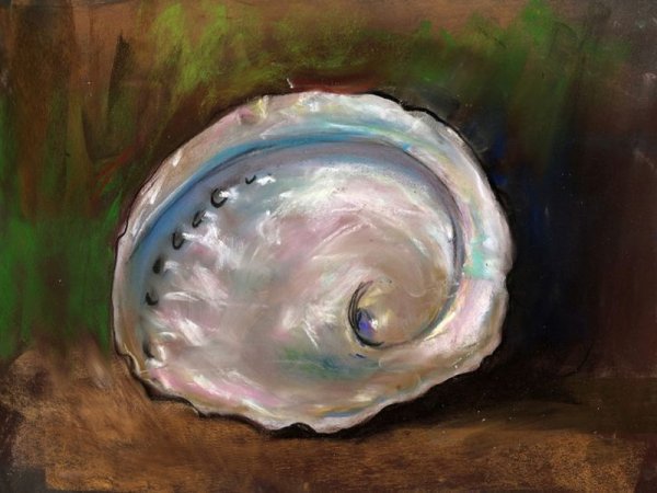 Раковина с жемчужиной акварель
