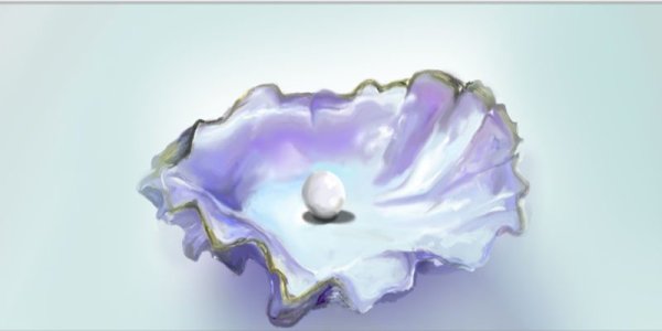 Раковина с жемчужиной акварель