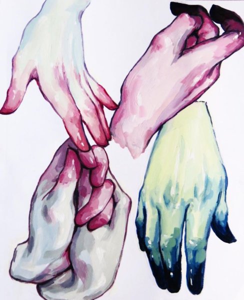 Руки гуашью