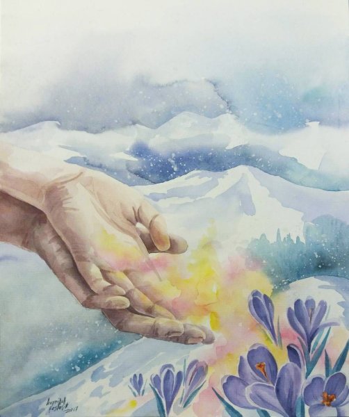 Руки акварелью