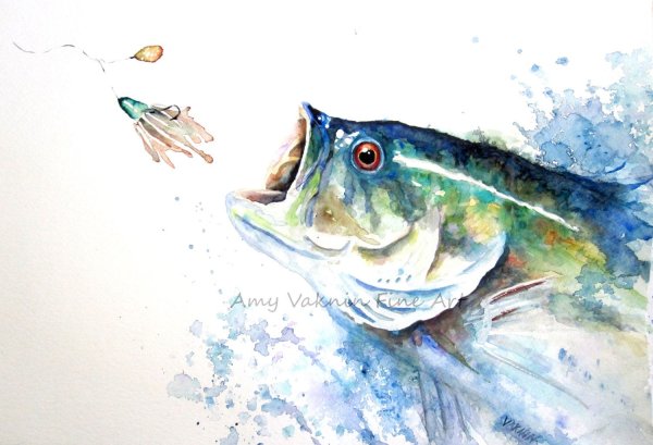 Окунь акварель