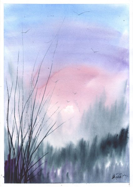 Атмосферные пейзажи акварелью