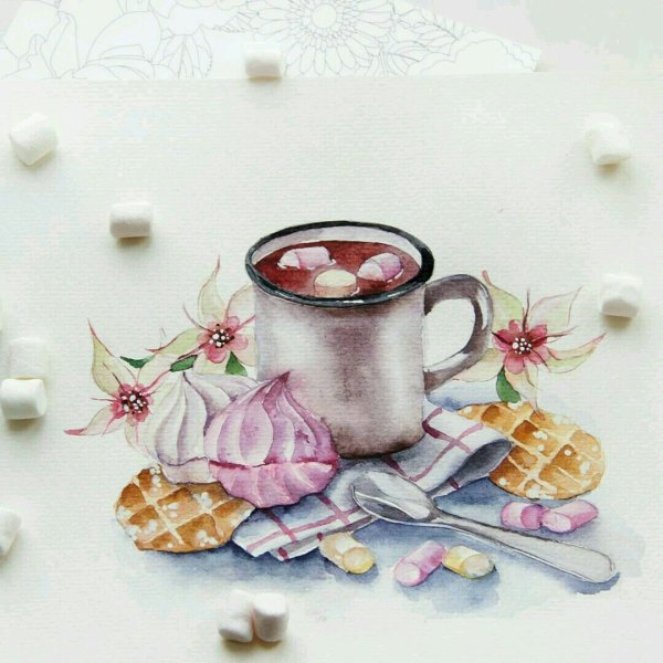 Кружка акварелью