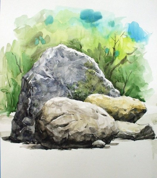 Камни акварелью