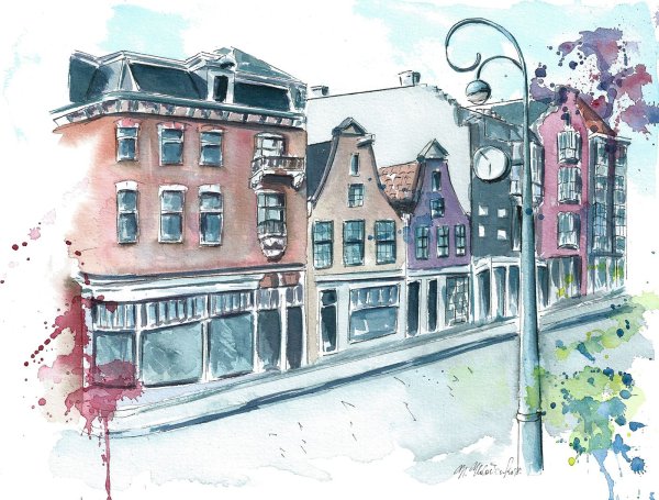 Амстердам акварель
