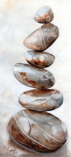 Галька акварелью