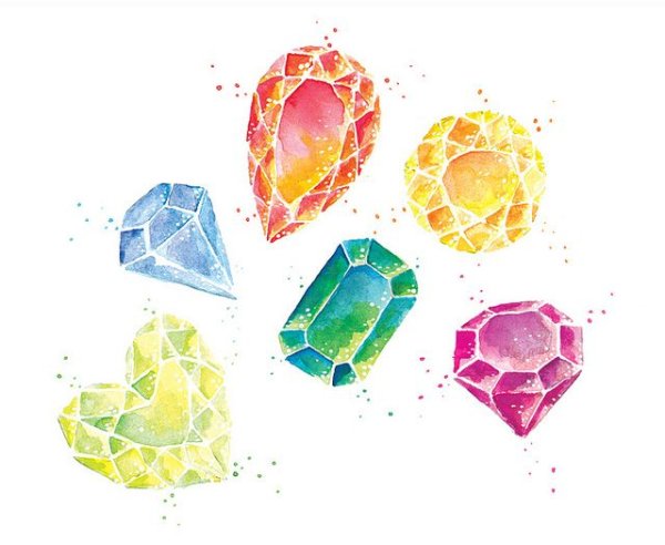 Ювелирные камни акварелью