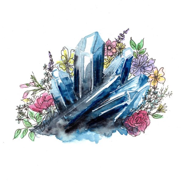 Кристаллы арт акварель