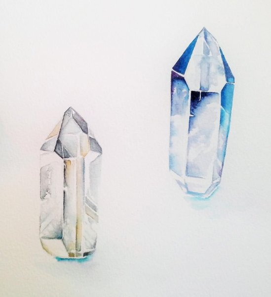 Кристаллы акварелью