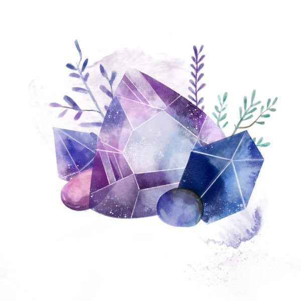 Драгоценные камни акварелью