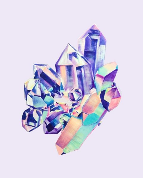 Кристаллы акварелью