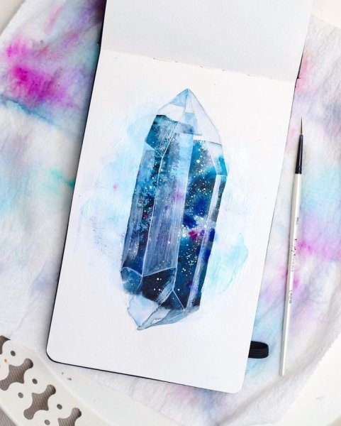 Кристаллы акварелью