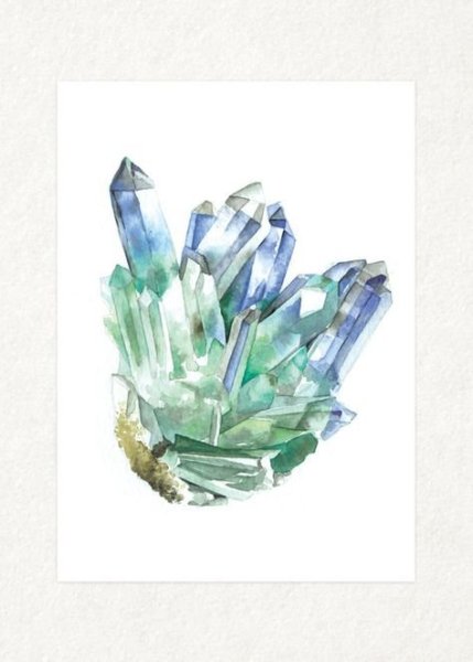 Кристаллы акварелью