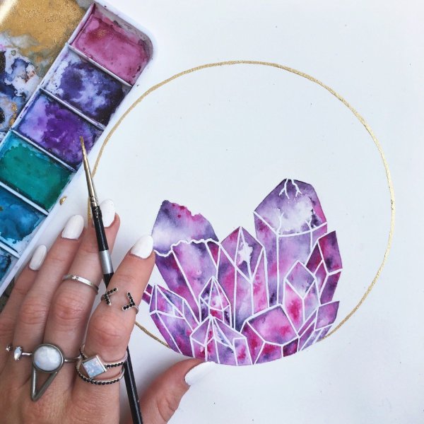 Кристал акварель аметист