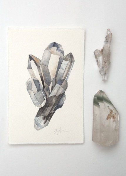 Кристаллы акварелью