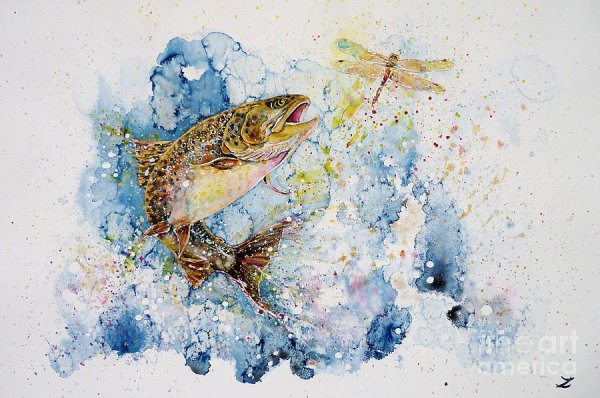 Рыбы акварелью