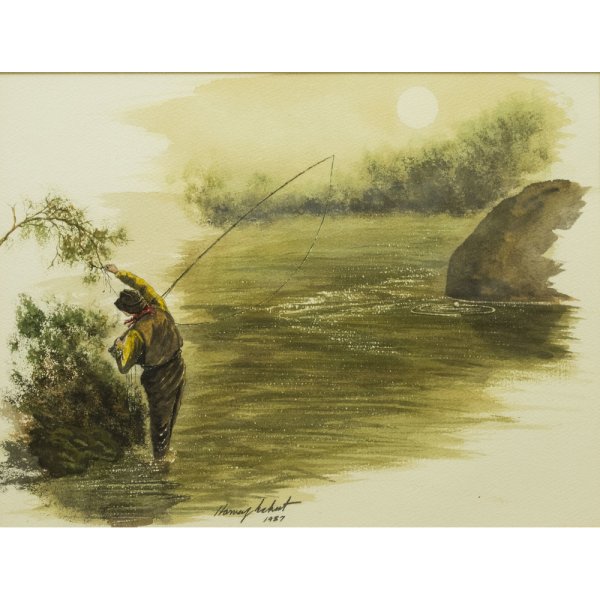 Рыбалка акварель