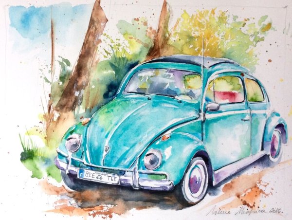 Фольксваген Жук акварель