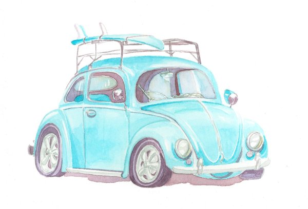 Машины детские акварелью