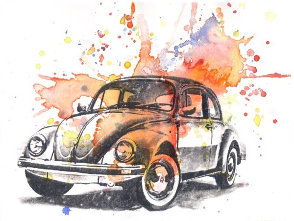Фольксваген Жук акварель