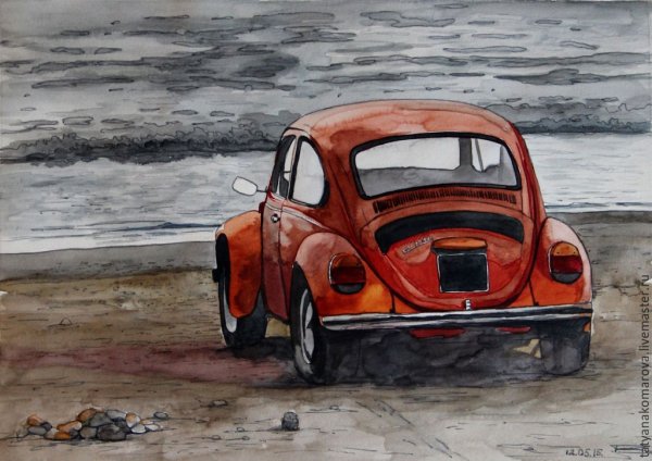 Автомобиль акварелью