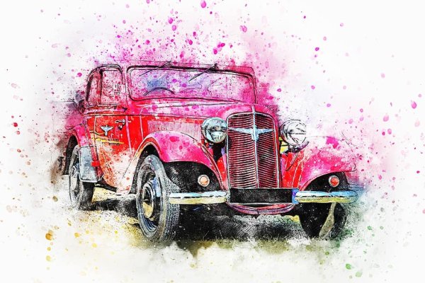 Ретро автомобиль акварель