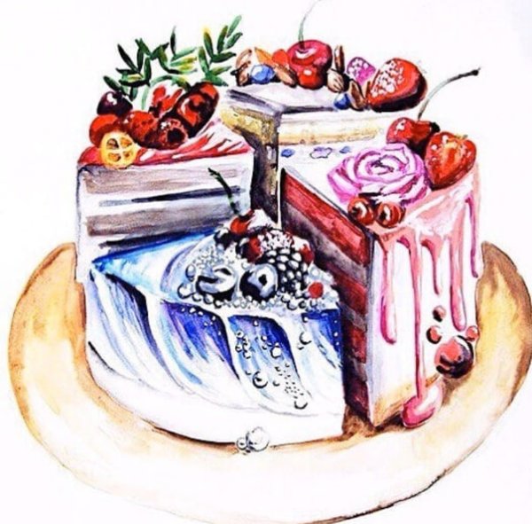Четвертинки тортов рисунок