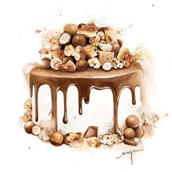 Тортик акварель