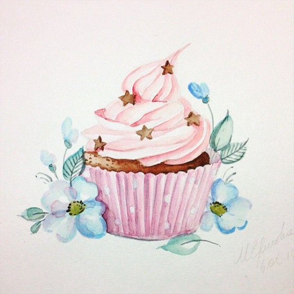 Акварельные пирожные