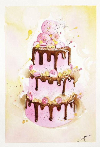 Торт акварель