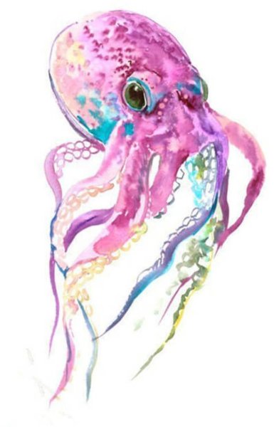 Морские обитатели акварелью