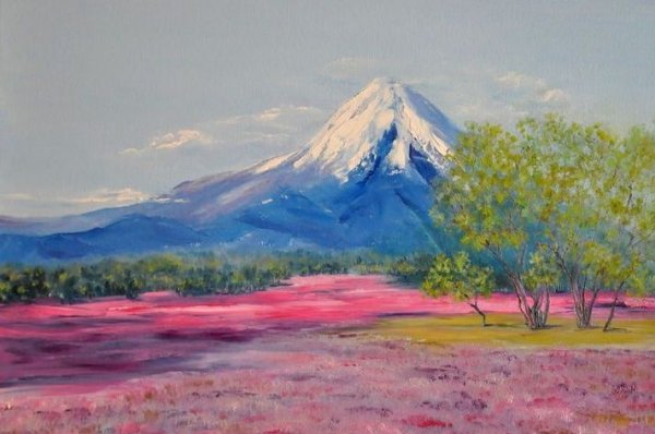 Пейзаж с вулканом живопись