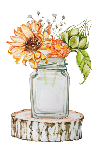 Ваза с цветами акварелью