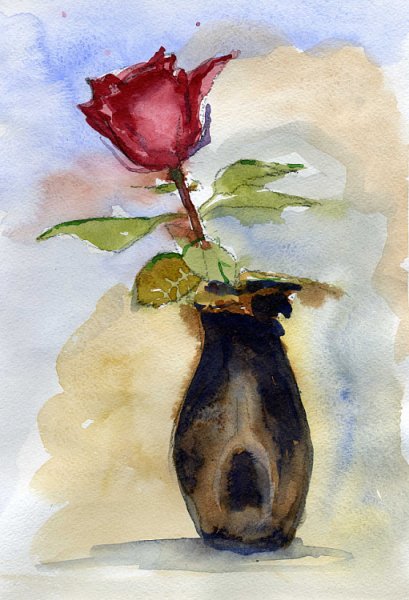 Цветы в вазе гуашью